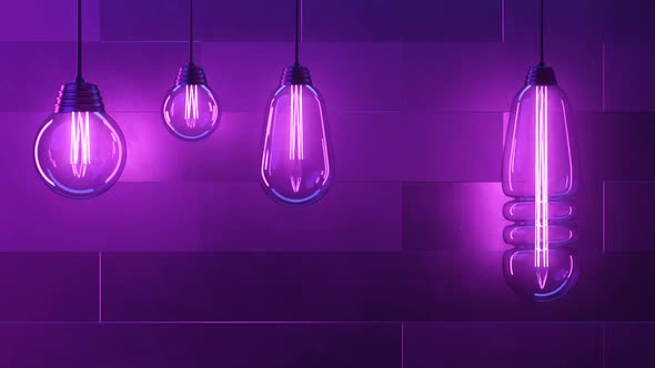 Purple Flicker Bulb Lights on the Copper Table Flashing Lights Lanterns