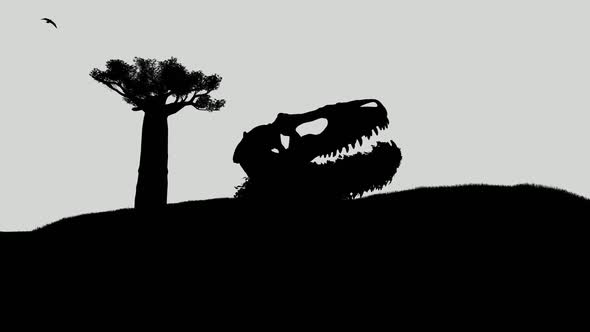 Silhouette Dinosaur Head in the Amazon Jungle alt