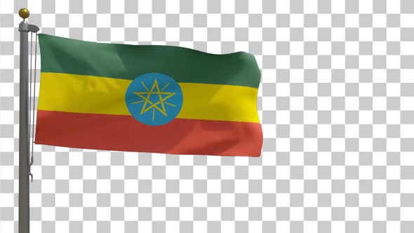 Ethiopia Flag on Flagpole with Alpha Channel alt
