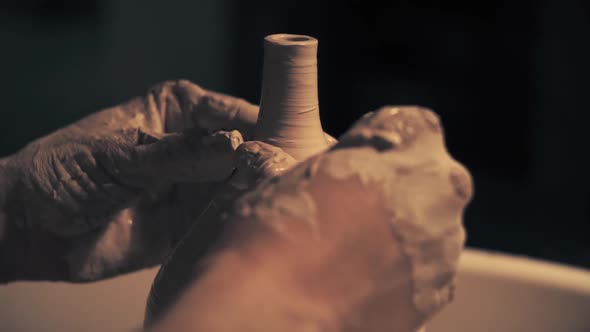 Woman's Hands Create Ceramic Pot