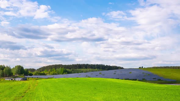 Rural landscape and Solar Panel Farm, time-lapse alt