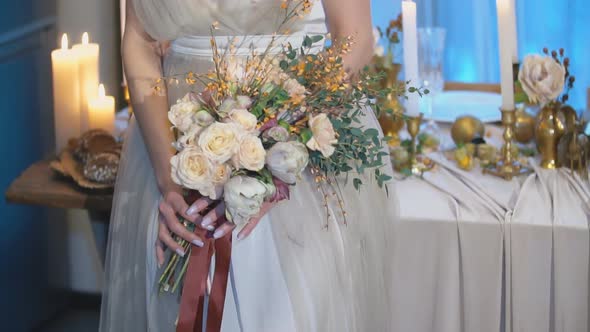 Bride and Groom with Bouquet alt