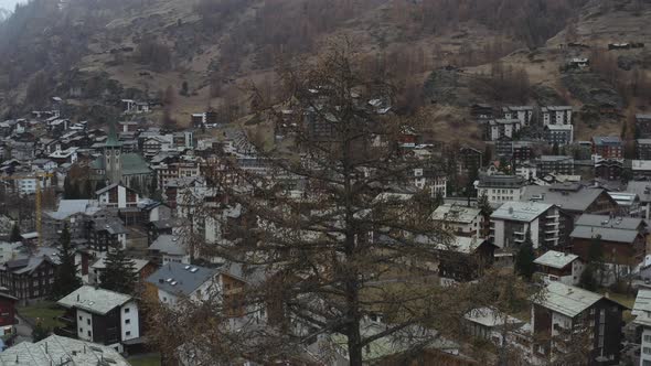 Aerial View of Zermatt in Switzerland in Autumn alt
