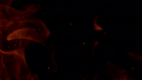 Super Slow Motion Shot of Fire and Sparks Isolated on Black Background at 1000Fps alt