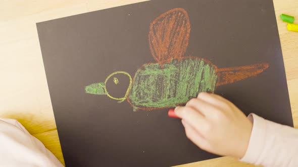 A Girl Drawing Pastel Crayons