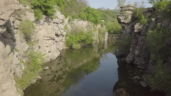 Aerial View To Granite Buky Canyon on the Hirskyi Takich River in Ukraine alt
