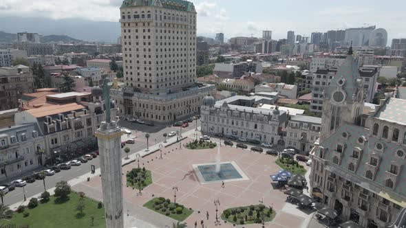 Aerial view of Europe square in Batumi downtown. Georgia 2020 summer alt