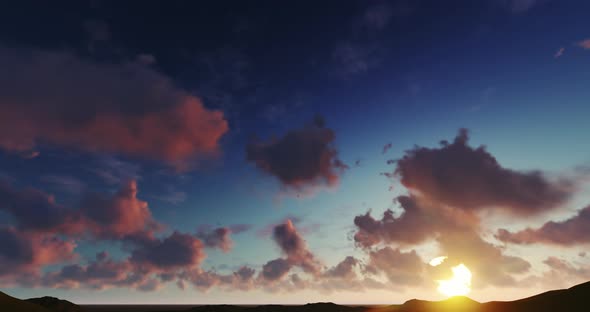 WS T/L Shot of dramatic clouds moving in sky at sunset