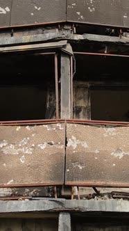 Vertical Video of a Burnt and Destroyed House in Kyiv Ukraine alt