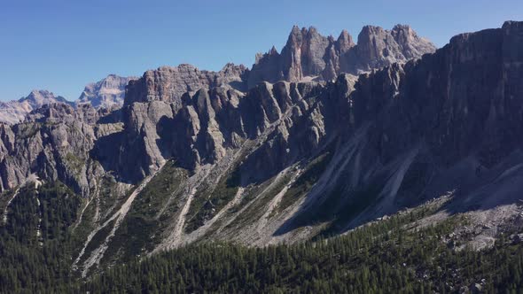 Giau Pass in Between Blue Skies in Background and Forest Tree in Foreground alt