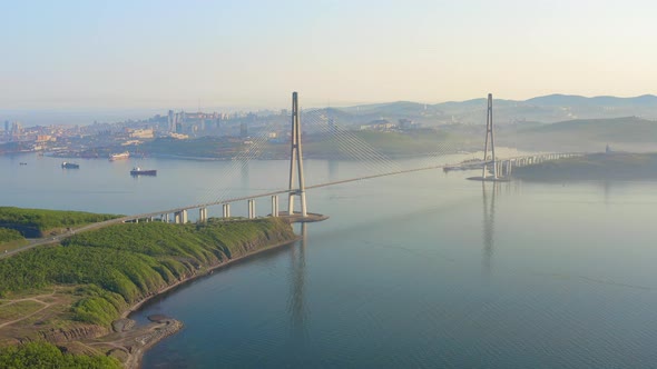 Russian Bridge From the Mainland to the Russian Island in the Sea of Japan alt