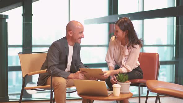 Happy two successful businessman salesman banker manager handshake woman client customer investor  alt