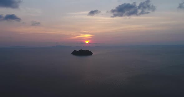 Thailand's Sunset Aerial Ocean Islands on Deep Blue Water Under Twilight Sky
