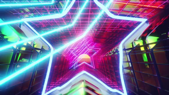 Retro Neon Light In Star 02 4K alt