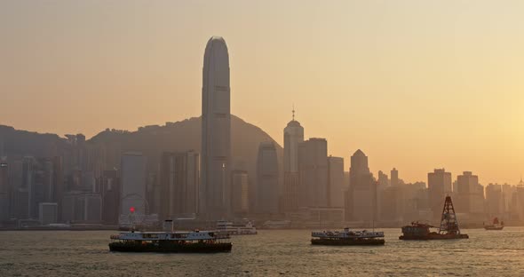 Hong Kong at sunset time
