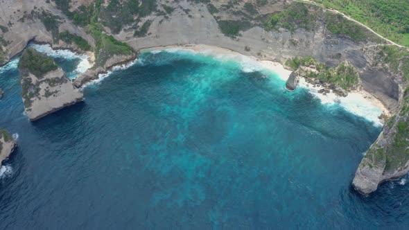 Aerial View of Beautiful Tropical Beach Washed By Turquoise Sea Waves alt