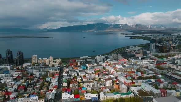 Beautiful Aerial View of Reykjavik Iceland on a Sunny Summer Day alt