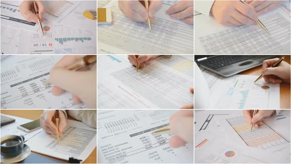 An Auditor or Businessman Looks at Financial Charts and Checks Reports alt