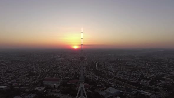Tashkent TV tower at sunset alt