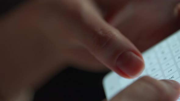 Female Hands Typing Text on Smartphone Closeup alt