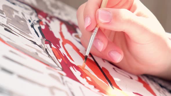 Female Hands Coloring Draw Canvas Picture By Numbers Car and Girl alt