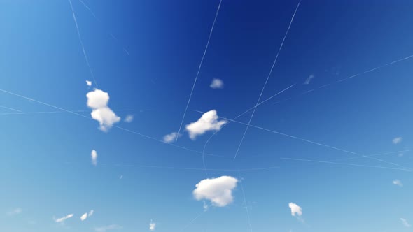 Airplane Trails On a Blue Sky
