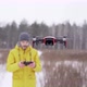 Drone flies in front of the camera, close-up - VideoHive Item for Sale