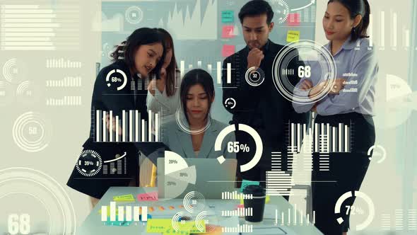 Business People in Corporate Staff Meeting with Envisional Graphic alt