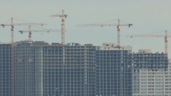 Construction of multi-storey buildings. Time-lapse.