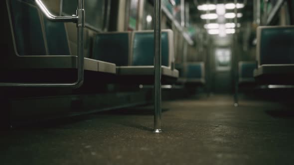 Inside of the Old Non-modernized Subway Car in USA alt