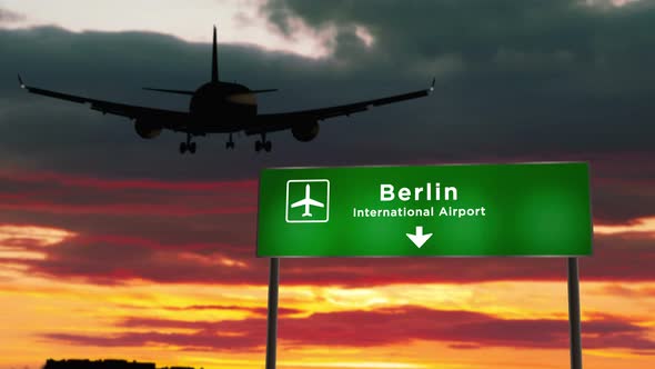 Plane landing in Berlin Germany airport alt