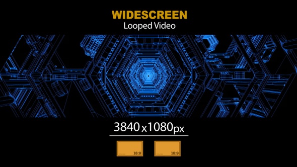 Widescreen Wireframe Sci Fi Tunnel 02