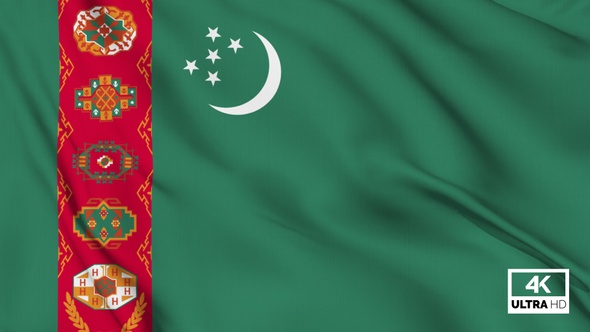 Turkmenistan Flag Waving Slowly Looped alt