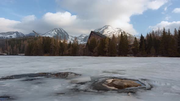 Lake Strbske Pleso in Spring Time