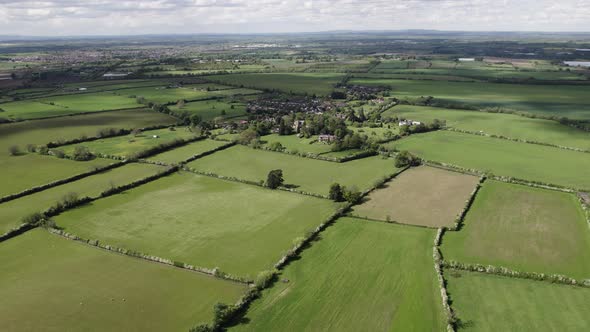 Little Comberton Village UK Aerial Flat Landscape Spring Season Worcestershire
