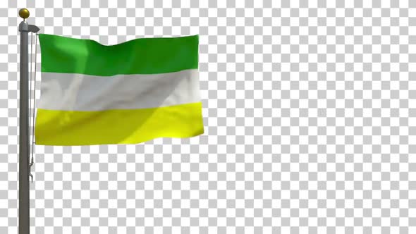 Armenia Department Flag (Colombia) on Flagpole with Alpha Channel - 4K alt