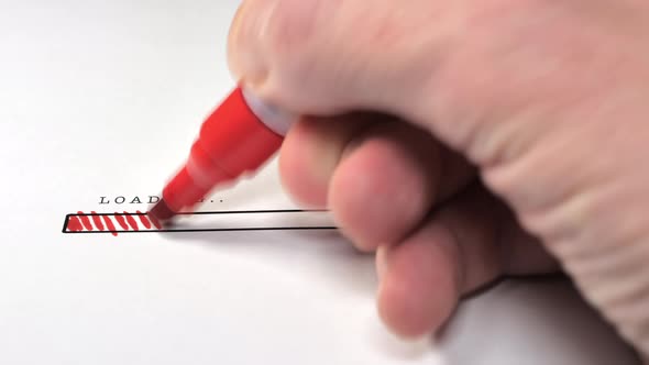 The Red Pen Used to the Animated Concept Idea of the Progress Bar