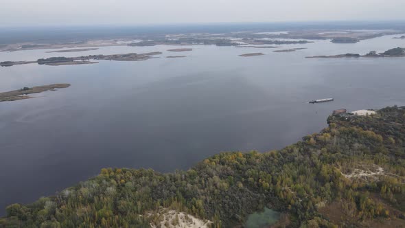 Aerial View of the Dnipro River - the Main River of Ukraine alt