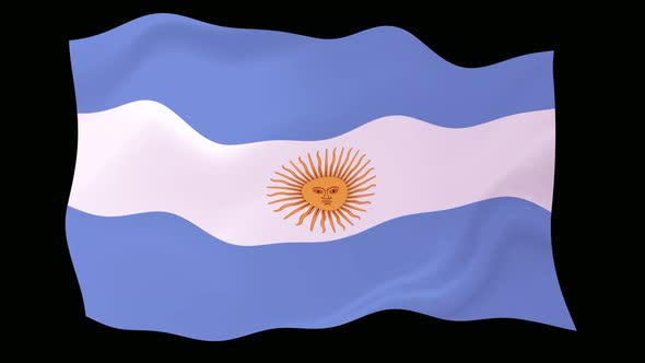 Argentina National Flag Waving Animated Black Background