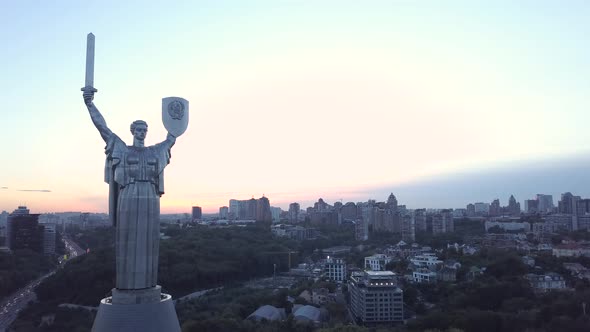 Monument Motherland. Aerial. Kyiv. Ukraine alt