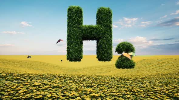 Sign Text H2 on Field Sustainable Energy Futuristic Technology Concept Transport alt
