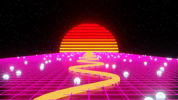 Road to the Sun 80s retro style looped synthwave background