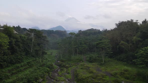Scenic Aerial View of Mount Merapi in the Morning in Yogyakarta alt