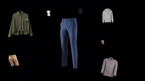  Moving animation of Sweater & Pants. Transparent background and loop video. 