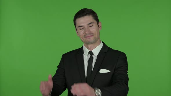 Cheerful Young Businessman Clapping, Chroma Key alt