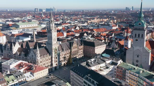 Aerial View Moving Away From Marienplatz  Munich Germany alt