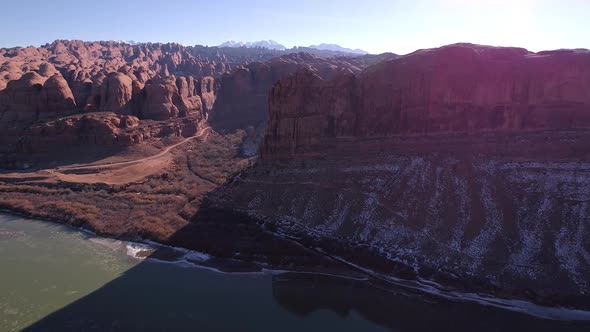Aerial view of Kane Creek canyon next to the Colorado River alt