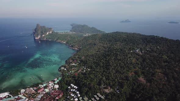 Beautiful view at the center of Phi-Phi island Krabi Province Thailand