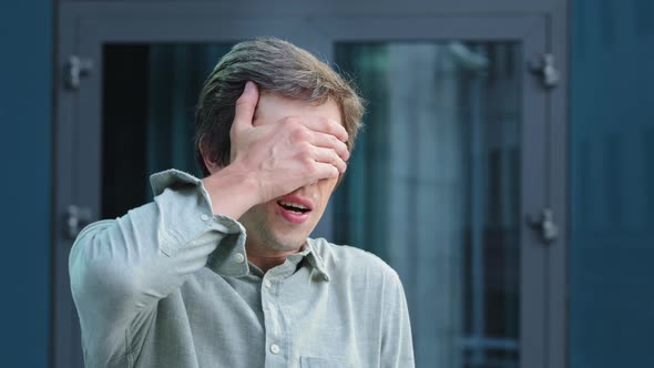 Afraid Scared Young Man Professional Businessman Employer Looking Shy or Terrified Covering Hiding alt