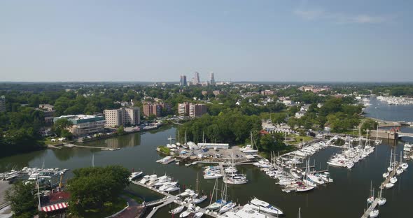 Flying Over a Marina and Towards a New Rochelle New York alt